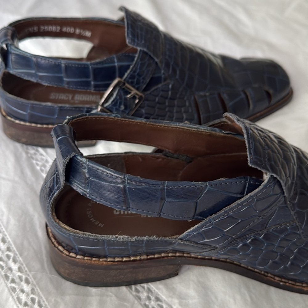Stacy Adams Blue Crocodile Pattern Loafers - Picture 7 of 9